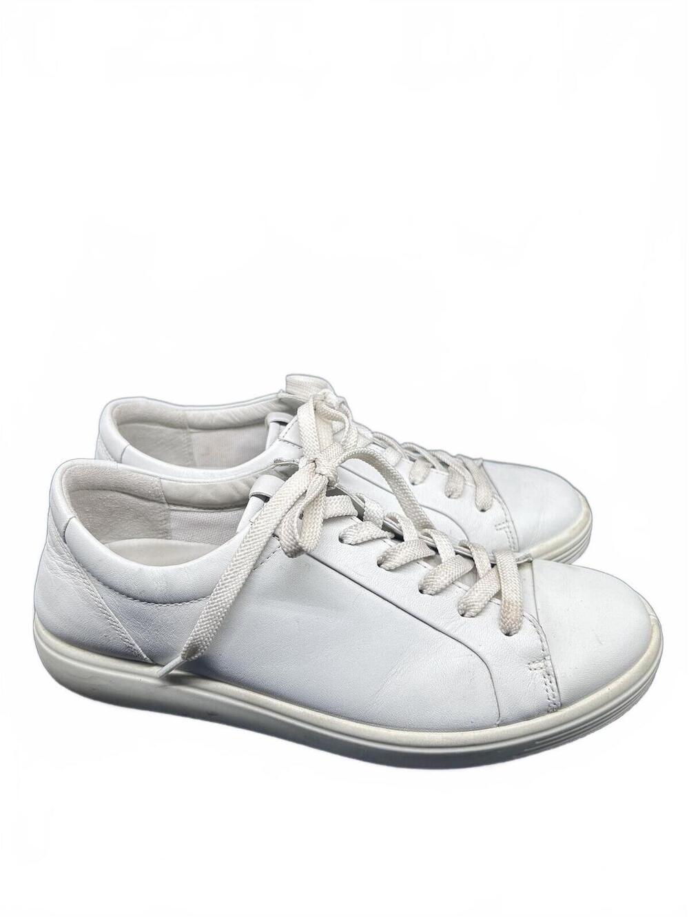 Ecco Women's White Leather Casual Sneakers -Minimalist -Size Approx. 8.5 (39EU) - Picture 3 of 9